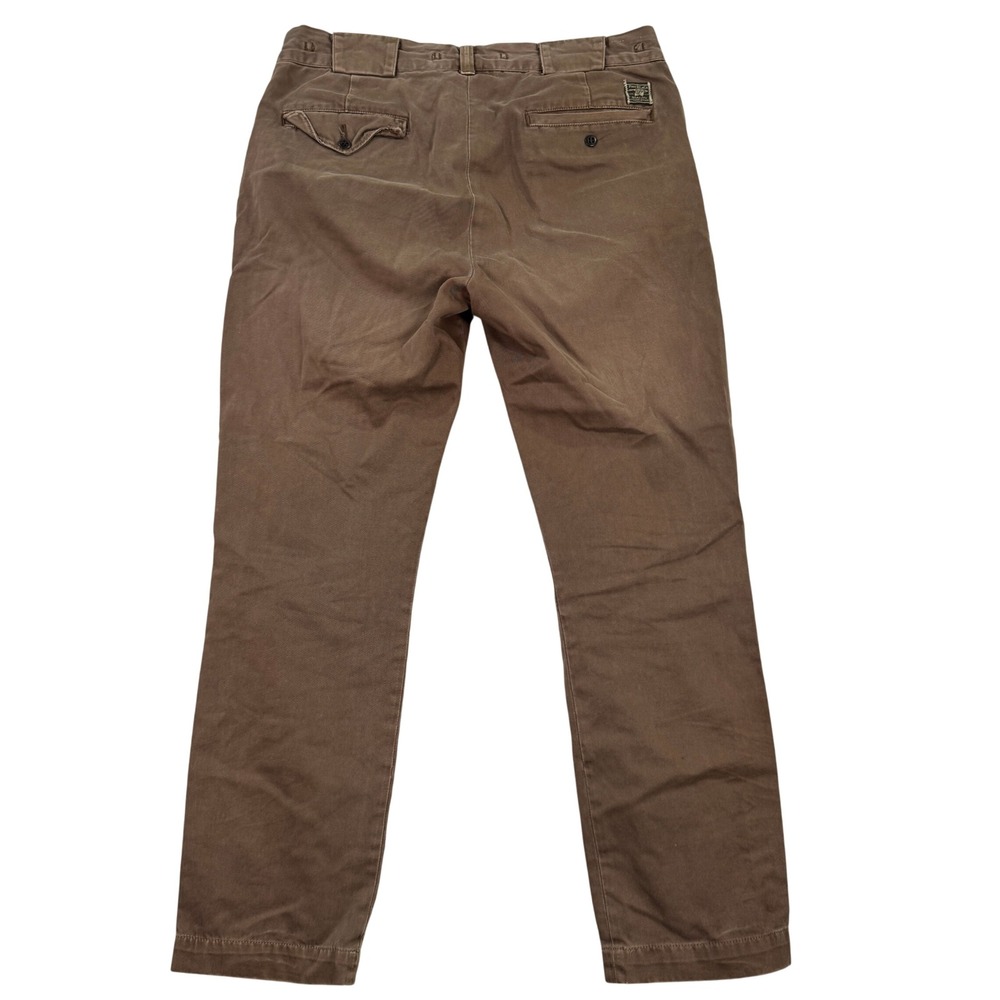 VINTAGE Polo Ralph Lauren Mens 34x30 Slim Straight Fit Chino Pants Brown Work - Picture 2 of 12